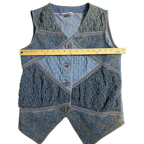 Monique Fashion Denim Patchwork Vest Women’s Size 6 - Picture 5 of 6